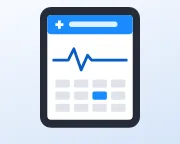 Illustration of a tablet showing a patient appointment calendar